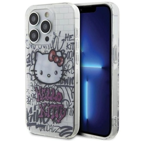 Etui Hello Kitty IML Kitty On Bricks Graffiti na iPhone 15 Pro - białe