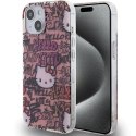 Etui Hello Kitty IML Tags Graffiti na iPhone 15 - różowe