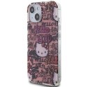 Etui Hello Kitty IML Tags Graffiti na iPhone 15 - różowe