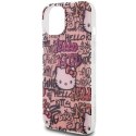 Etui Hello Kitty IML Tags Graffiti na iPhone 15 - różowe