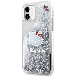 Etui Hello Kitty Liquid Glitter Charms Kitty Head na iPhone 11 / Xr - srebrne