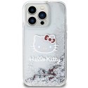 Etui Hello Kitty Liquid Glitter Charms Kitty Head na iPhone 13 Pro Max - srebrne