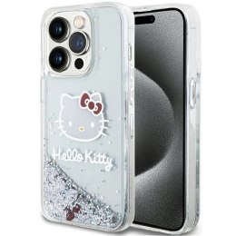 Etui Hello Kitty Liquid Glitter Charms Kitty Head na iPhone 14 Pro - srebrne