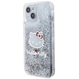 Etui Hello Kitty Liquid Glitter Charms Kitty Head na iPhone 14 - srebrne