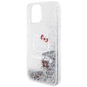 Etui Hello Kitty Liquid Glitter Charms Kitty Head na iPhone 14 - srebrne