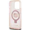 Etui Hello Kitty Ring Stand Glitter Electrop Logo MagSafe na iPhone 15 Pro - różowe