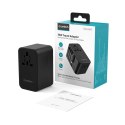 Adapter podróżny Choetech PD5020 35W EU / US / AUS / UK z wbudowanym kablem USB-C - czarny