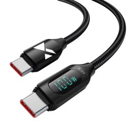 Kabel USB C - USB C Wozinsky WUCCC1 z wyświetlaczem PD 100W 1m - czarny