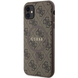 Etui Guess 4G Collection Leather Metal Logo MagSafe na iPhone 11 / XR - brązowe