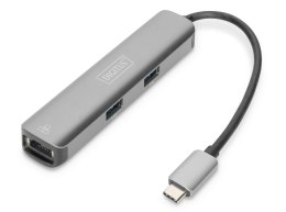 Digitus Stacja dokująca DIGITUS USB Typ C 5 portów 4K 30Hz HDMI 3x USB3.0 RJ45 srebrna