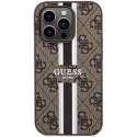 Etui Guess 4G Printed Stripes MagSafe na iPhone 15 Pro - brązowe