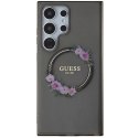 Etui Guess IML Flowers Wreath MagSafe na Samsung Galaxy S24 Ultra - czarne