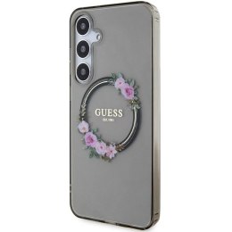 Etui Guess IML Flowers Wreath MagSafe na Samsung Galaxy S24+ - czarne