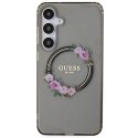 Etui Guess IML Flowers Wreath MagSafe na Samsung Galaxy S24+ - czarne