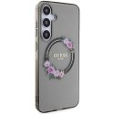 Etui Guess IML Flowers Wreath MagSafe na Samsung Galaxy S24+ - czarne