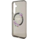 Etui Guess IML Flowers Wreath MagSafe na Samsung Galaxy S24+ - czarne