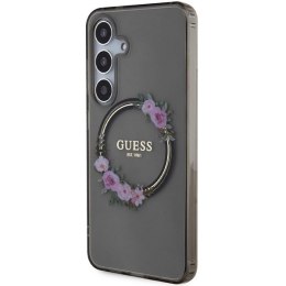 Etui Guess IML Flowers Wreath MagSafe na Samsung Galaxy S24 - czarne