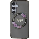 Etui Guess IML Flowers Wreath MagSafe na Samsung Galaxy S24 - czarne