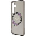 Etui Guess IML Flowers Wreath MagSafe na Samsung Galaxy S24 - czarne