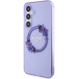 Etui Guess IML Flowers Wreath MagSafe na Samsung Galaxy S24+ - fioletowe