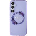 Etui Guess IML Flowers Wreath MagSafe na Samsung Galaxy S24+ - fioletowe