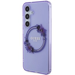 Etui Guess IML Flowers Wreath MagSafe na Samsung Galaxy S24 - fioletowe