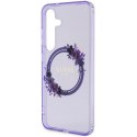 Etui Guess IML Flowers Wreath MagSafe na Samsung Galaxy S24 - fioletowe