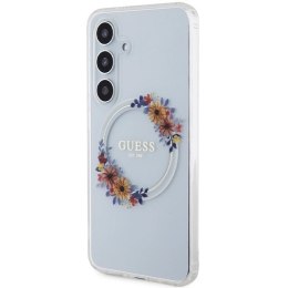 Etui Guess IML Flowers Wreath MagSafe na Samsung Galaxy S24 - przezroczyste