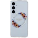 Etui Guess IML Flowers Wreath MagSafe na Samsung Galaxy S24 - przezroczyste