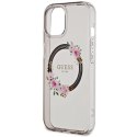 Etui Guess IML Flowers Wreath MagSafe na iPhone 15 / 14 / 13 - czarne