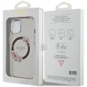 Etui Guess IML Flowers Wreath MagSafe na iPhone 15 / 14 / 13 - czarne