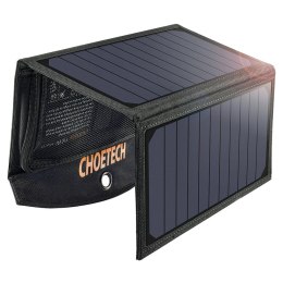 [PO ZWROCIE] Choetech ładowarka solarna USB składana ładowarka słoneczna 19W 2x USB czarna (SC001)