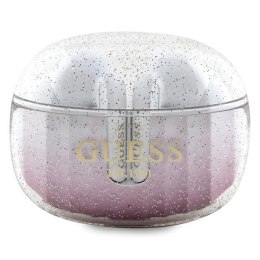 Słuchawki Bluetooth Guess Glitter Gradient TWS + stacja dokująca - różowe