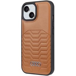 Etui Audi Synthetic Leather z MagSafe na iPhone 15 Plus / 14 Plus - brązowe