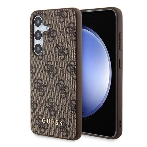 Etui Guess 4G Metal Gold Logo na Samsung Galaxy S24 - brązowe