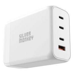 Ładowarka GaN Silver Monkey SMA156 200W 3x USB-C PD USB-A QC 3.0 z odłączanym kablem zasilającym - biała