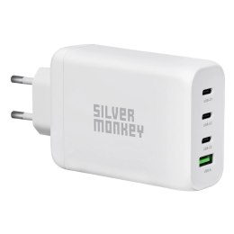 Ładowarka sieciowa Silver Monkey GaN 130W 3x USB-C PD 1x USB-A 3.0 QC - biała