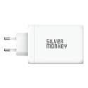 Ładowarka sieciowa Silver Monkey GaN 130W 3x USB-C PD 1x USB-A 3.0 QC - biała