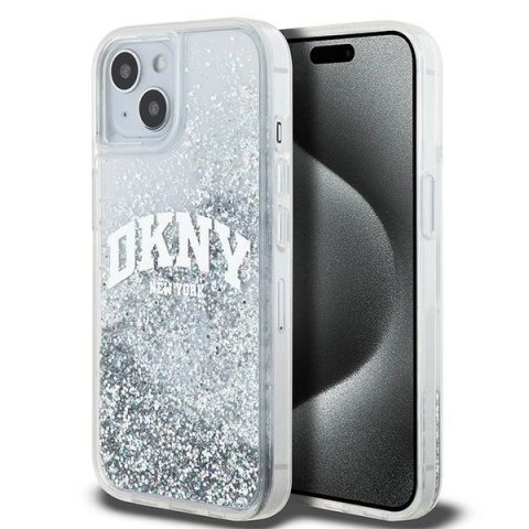 Etui DKNY Liquid Glitter Big Logo na iPhone 15 / 14 / 13 - białe