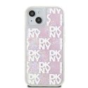 Etui DKNY Liquid Glitter Multilogo na iPhone 15 / 14 / 13 - różowe