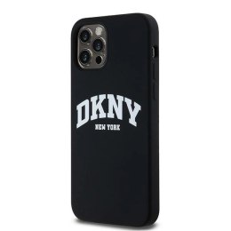 Etui DKNY Liquid Silicone White Printed Logo MagSafe na iPhone 12/12 Pro - czarne