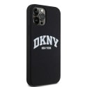 Etui DKNY Liquid Silicone White Printed Logo MagSafe na iPhone 12/12 Pro - czarne