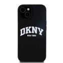 Etui DKNY Liquid Silicone White Printed Logo MagSafe na iPhone 14 / 15 / 13 - czarne