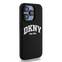 Etui DKNY Liquid Silicone White Printed Logo MagSafe na iPhone 14 Pro - czarne