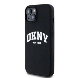 Etui DKNY Liquid Silicone White Printed Logo MagSafe na iPhone 15 / 14 / 13 - czarne