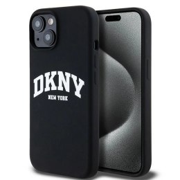 Etui DKNY Liquid Silicone White Printed Logo MagSafe na iPhone 15 Plus / 14 Plus - czarne