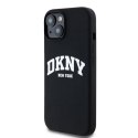 Etui DKNY Liquid Silicone White Printed Logo MagSafe na iPhone 15 Plus / 14 Plus - czarne