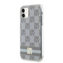 Etui DKNY IML Checkered Mono Pattern & Printed Stripes MagSafe na iPhone 11 / Xr - beżowe