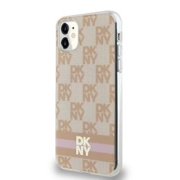 Etui DKNY IML Checkered Mono Pattern & Printed Stripes MagSafe na iPhone 11 / Xr - różowe