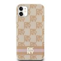 Etui DKNY IML Checkered Mono Pattern & Printed Stripes MagSafe na iPhone 11 / Xr - różowe